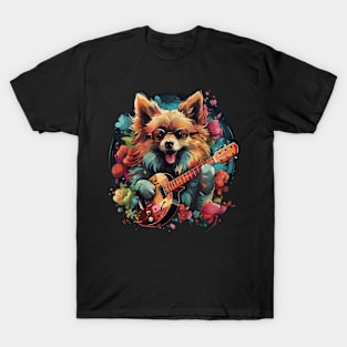 Pomeranian Playing Guitar T-Shirt